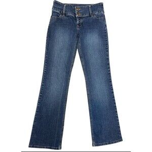 Mossimo Women’s Blue Bootcut Jeans Mid‎ Rise Stretch Denim 2-Button Fly Sz 7 Y2K